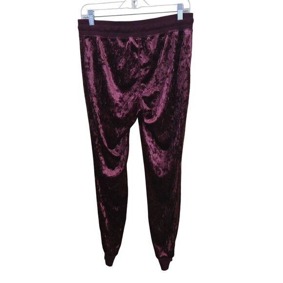 Betsey Johnson Crushed Velvet Sweatpants Cabernet Hooray Size M - Picture 3 of 7